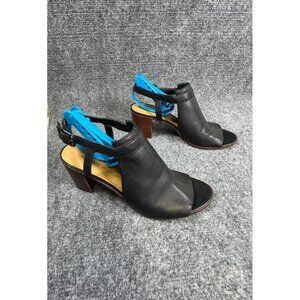 Franco Sarto Harlet Women’s 9M Heels Black Leather Open-Toe Slingback